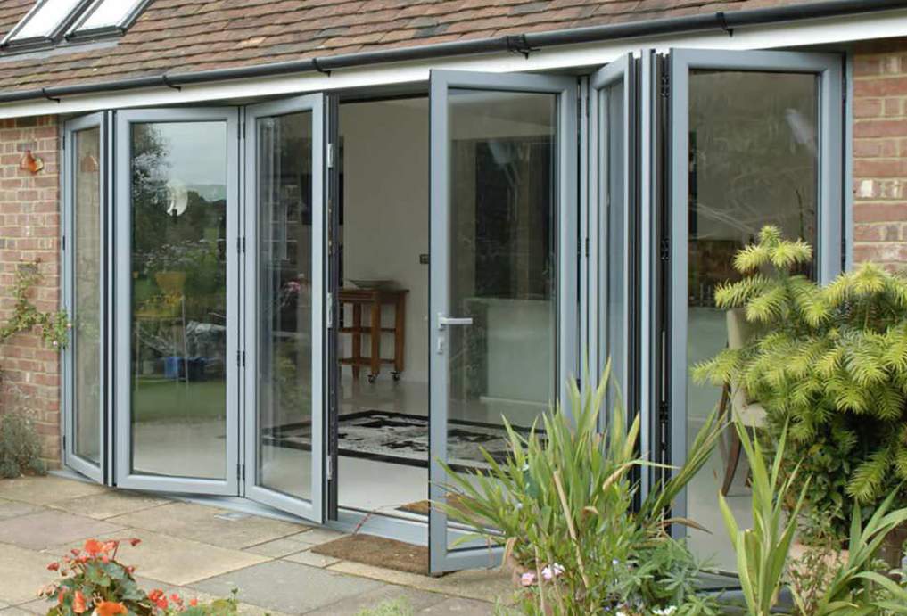 Aluminum bifold patio doors on a private home