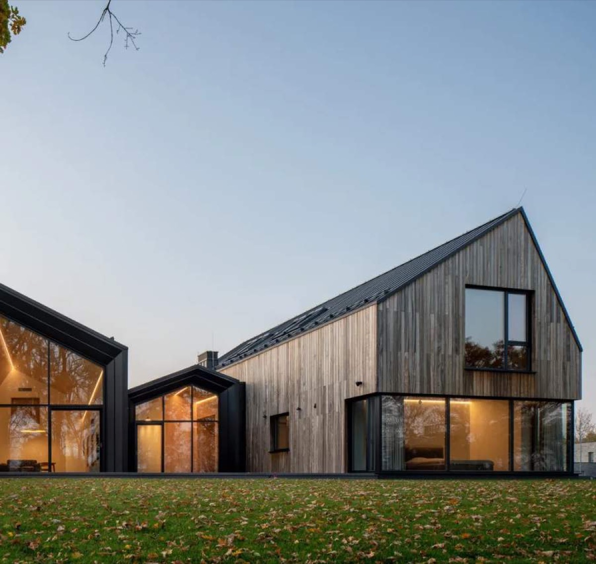 Modern timber residence with large glazed walls