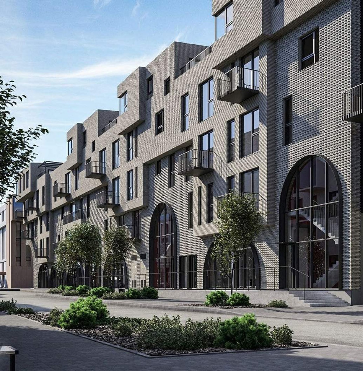 Modern brick multifamily residence